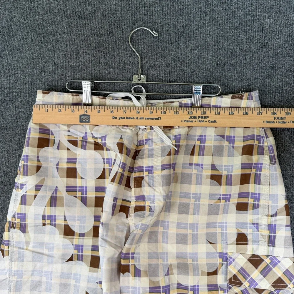 Vintage Stussy Board Shorts Mens 34 Plaid Floral Cargo Baggy Beach Swim Trunks